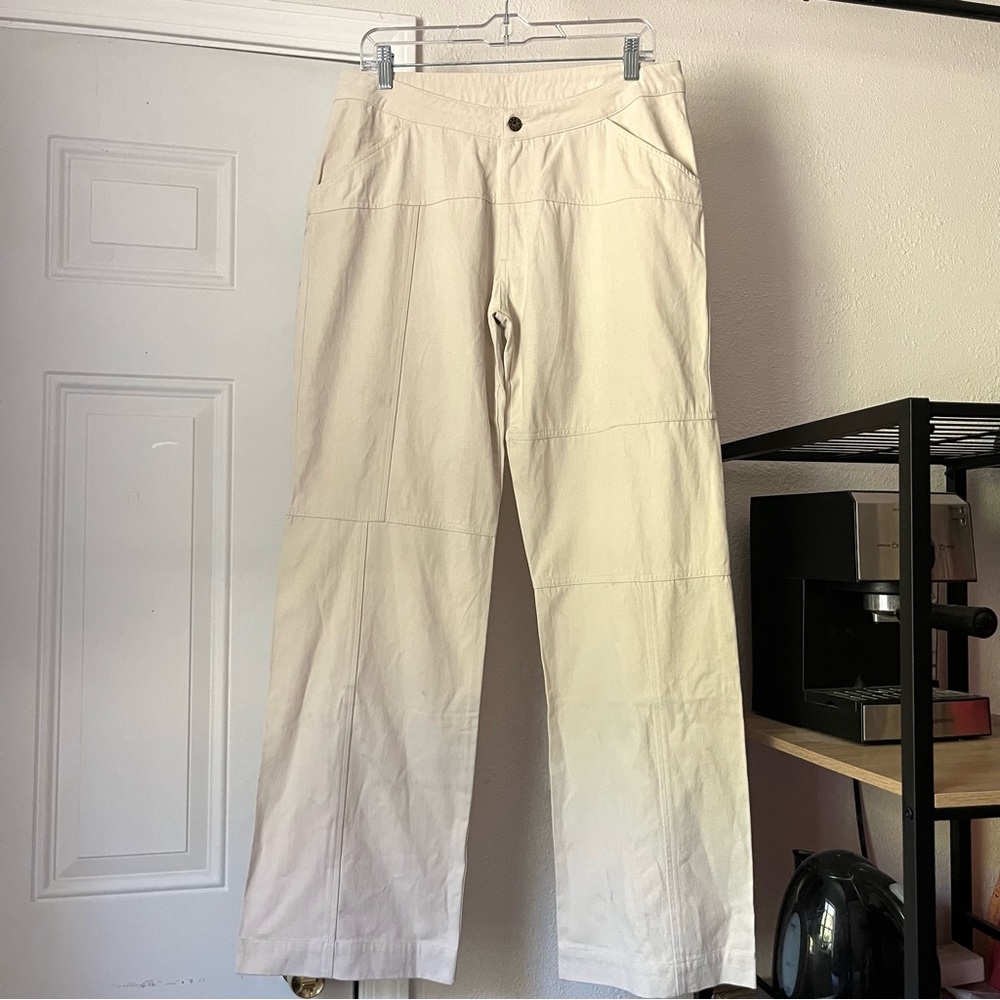 NWT ARTLESS FOREVER off white cotton canvas utility work chore straight leg pant